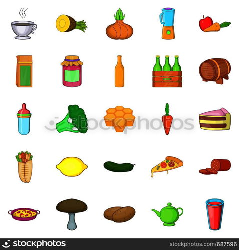 Butcher icons set. Cartoon set of 25 butcher vector icons for web isolated on white background. Butcher icons set, cartoon style