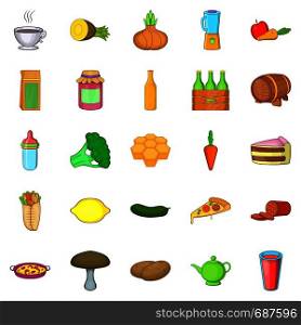 Butcher icons set. Cartoon set of 25 butcher vector icons for web isolated on white background. Butcher icons set, cartoon style