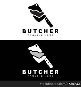 Butcher logo design, Knife Cutting Tool Vector Template, Product Brand Illustration Design For Butcher, Farm, Butcher Shop