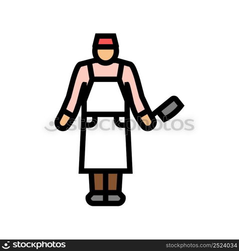 butcher man color icon vector. butcher man sign. isolated symbol illustration. butcher man color icon vector illustration