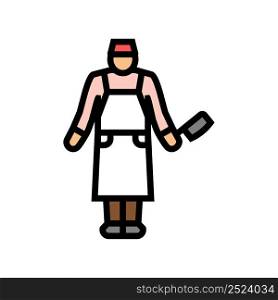 butcher man color icon vector. butcher man sign. isolated symbol illustration. butcher man color icon vector illustration
