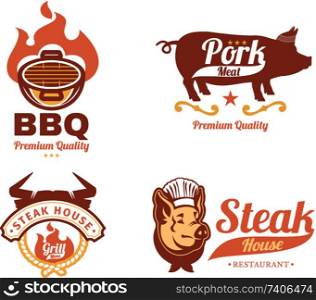 butcher meat barbeque poultry label badge