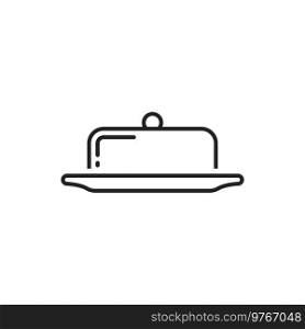 Butter dish vector thin line icon. Kitchen utensils, butter dish container. Butter dish line icon, kitchen utensils dishware