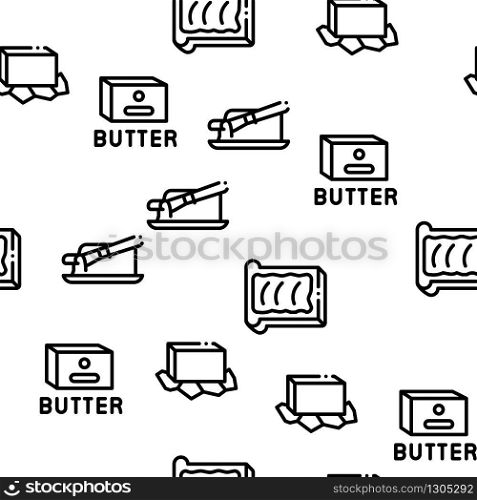 Butter Or Margarine Seamless Pattern Vector Thin Line. Illustrations. Butter Or Margarine Seamless Pattern Vector