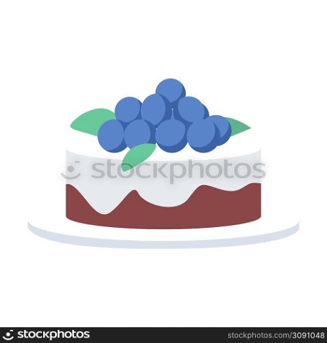 Buttercream cake with grapes semi flat color vector object. Full sized item on white. Delicious cake decoration simple cartoon style illustration for web graphic design and animation. Buttercream cake with grapes semi flat color vector object