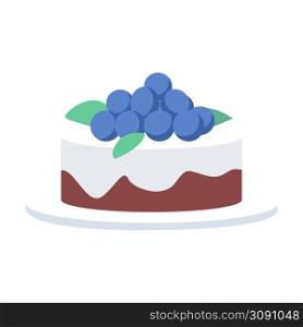 Buttercream cake with grapes semi flat color vector object. Full sized item on white. Delicious cake decoration simple cartoon style illustration for web graphic design and animation. Buttercream cake with grapes semi flat color vector object