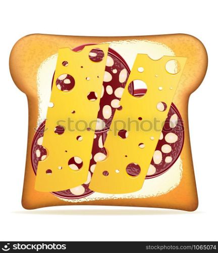 buttered toast sausage and cheese vector illustration isolated on white background