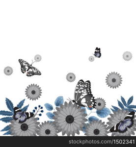 Butterflies Flower Floral Summer Spring Frame Background