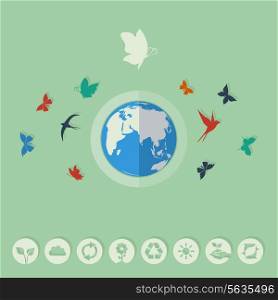 Butterflies fly from the earth. A vector illustration