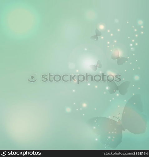 Butterflies flying in bokeh effect background. Abstract background. Vector illustration