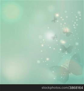 Butterflies flying in bokeh effect background. Abstract background. Vector illustration