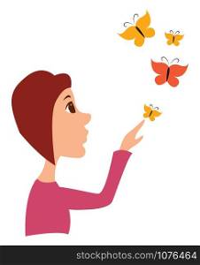 Butterflies, illustration, vector on white background.