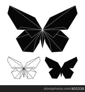 Butterflies logo set isolated on white background. Vector line and silhouette butterfly illustration. Butterflies logo set. Vector line and silhouette butterfly