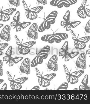 butterflies painted like on white background
