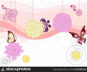 butterflies with floral vector illustration