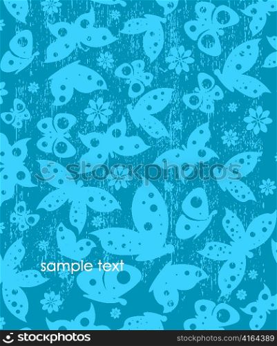 butterflies with grunge background vector illustration