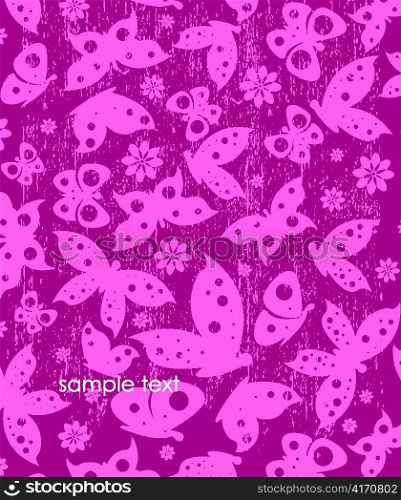 butterflies with grunge background vector illustration