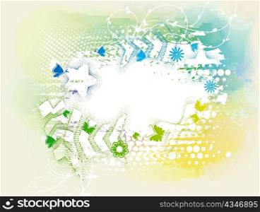 butterflies with grunge vector illustration
