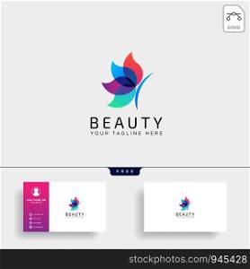butterfly beauty cosmetic line art logo template vector illustration icon element isolated with business card- vector. butterfly beauty cosmetic line art logo template vector illustration icon element
