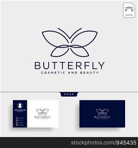 butterfly beauty cosmetic line art logo template vector illustration icon element isolated with business card- vector. butterfly beauty cosmetic line art logo template vector illustration icon element