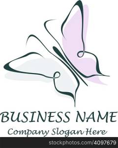 Butterfly - business name sign. Vector illustration, symbol - place for company name and slogan.