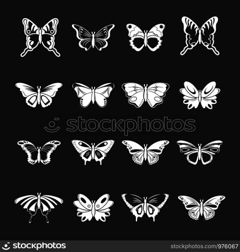 Butterfly collection icons set vector white isolated on grey background . Butterfly collection icons set grey vector