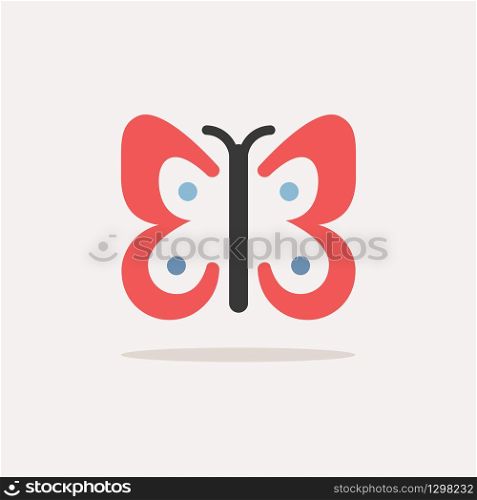 Butterfly. Color icon with shadow. Spring glyph vector illustration
