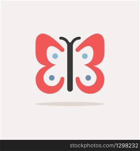 Butterfly. Color icon with shadow. Spring glyph vector illustration