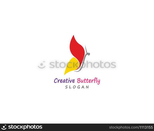 Butterfly conceptual simple, colorful icon. Logo. Vector illustration