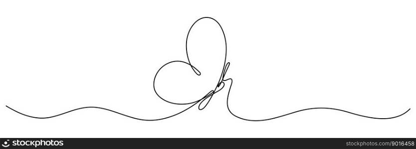 Butterfly continuous line art drawing. Vector illustration isolated on white.. Butterfly continuous line art drawing.