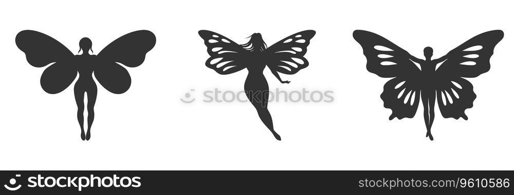 Butterfly fairy silhouette. Vector illustration. — Stockphotos.com