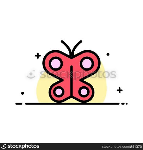 Butterfly, Fly, Insect, Spring Business Flat Line Filled Icon Vector Banner Template