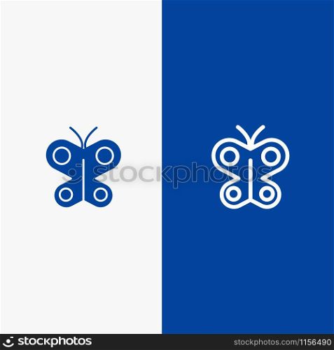 Butterfly, Fly, Insect, Spring Line and Glyph Solid icon Blue banner Line and Glyph Solid icon Blue banner