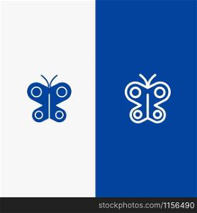 Butterfly, Fly, Insect, Spring Line and Glyph Solid icon Blue banner Line and Glyph Solid icon Blue banner