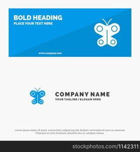 Butterfly, Fly, Insect, Spring SOlid Icon Website Banner and Business Logo Template
