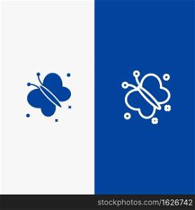 Butterfly, Fly, Spring, Beauty Line and Glyph Solid icon Blue banner Line and Glyph Solid icon Blue banner