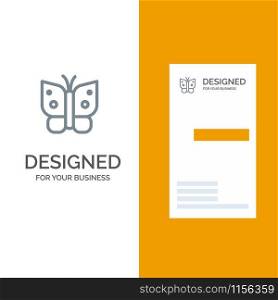 Butterfly, Freedom, Insect, Wings Grey Logo Design and Business Card Template