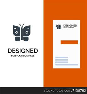 Butterfly, Freedom, Insect, Wings Grey Logo Design and Business Card Template