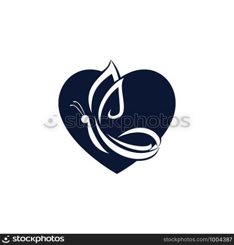 Butterfly Heart Abstract Love Shape Logo Symbol. Beauty salon vector logo creative illustration.