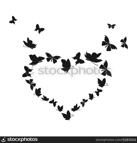 Butterfly heart3. Heart made of butterflies. A vector illustration