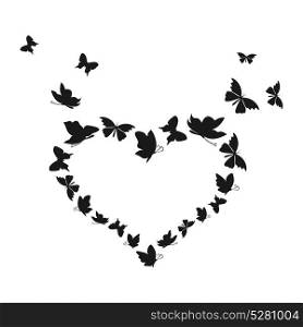 Butterfly heart3. Heart made of butterflies. A vector illustration