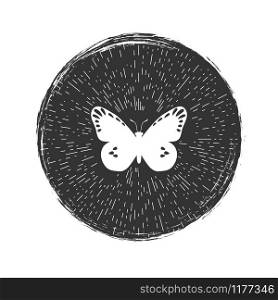 Butterfly hipster emblem vector design with grunge effect. Butterfly grunge hipster emblem
