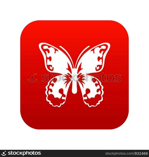 Butterfly icon digital red for any design isolated on white vector illustration. Butterfly icon digital red