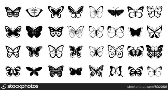 Butterfly icon set. Simple set of butterfly vector icons for web design isolated on white background. Butterfly icon set, simple style