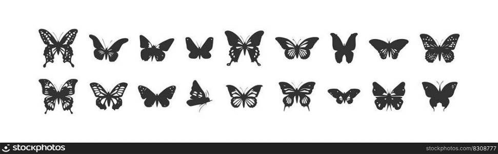 butterfly icon vector set