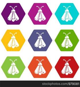 Butterfly icons 9 set coloful isolated on white for web. Butterfly icons set 9 vector