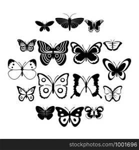 Butterfly icons set. Simple illustration of 16 butterfly vector icons for web. Butterfly icons set, simple style