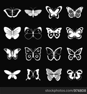 Butterfly icons set vector white isolated on grey background . Butterfly icons set grey vector
