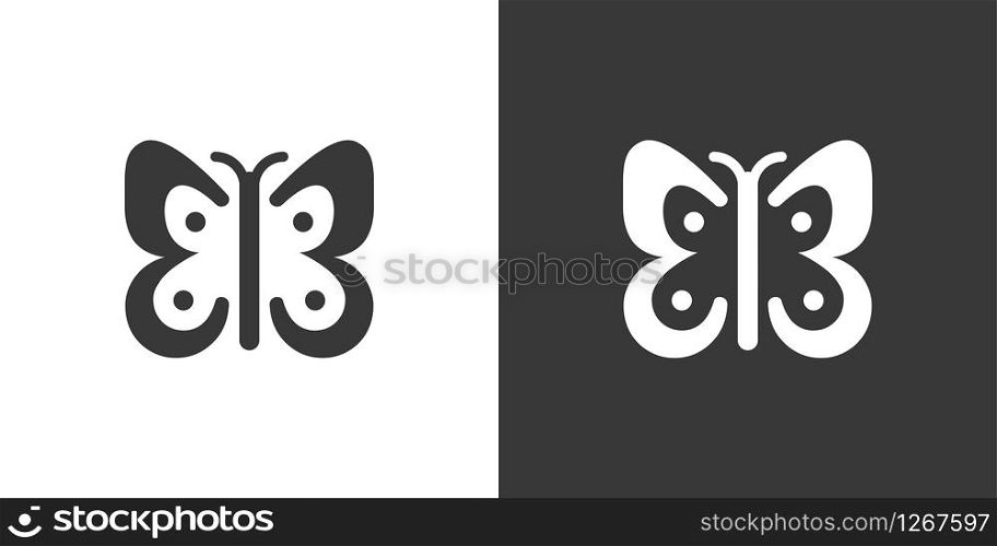Butterfly. Isolated icon on black and white background. Animal glyph vector illustration