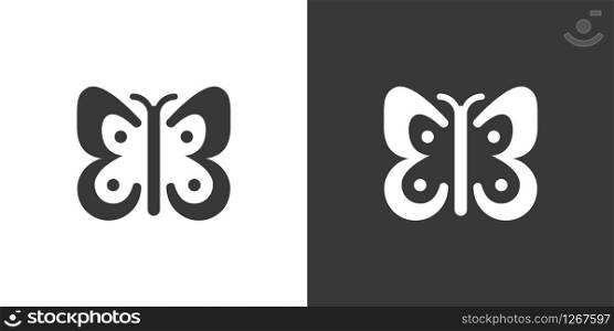 Butterfly. Isolated icon on black and white background. Animal glyph vector illustration